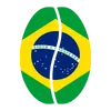Brazilian flag in the shape of a coffee bean, linking to our portuguese website